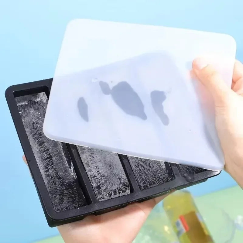 Silicone Ice Cube Mold Reusable Square Ice Cube Molds with Lid Whiskey Cocktail Freezer DIY Ice Maker Barware Kitchen Gadgets