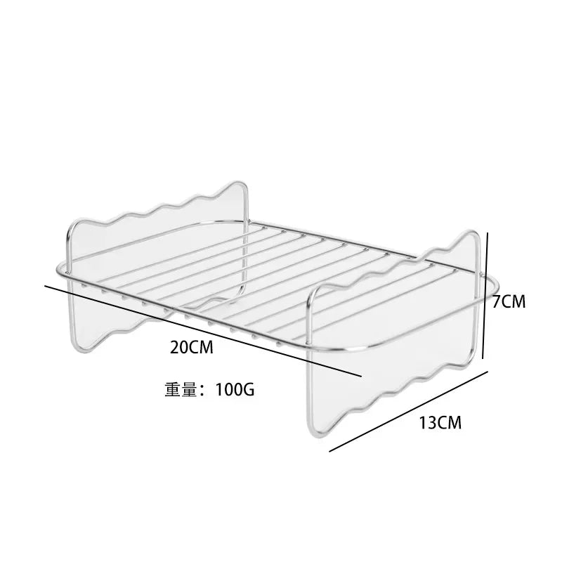Stainless Steel Double Layer Rack for Air Fryer Rectangular Grill Rack Fish Baking Cake Rack Air Fryer Accessories