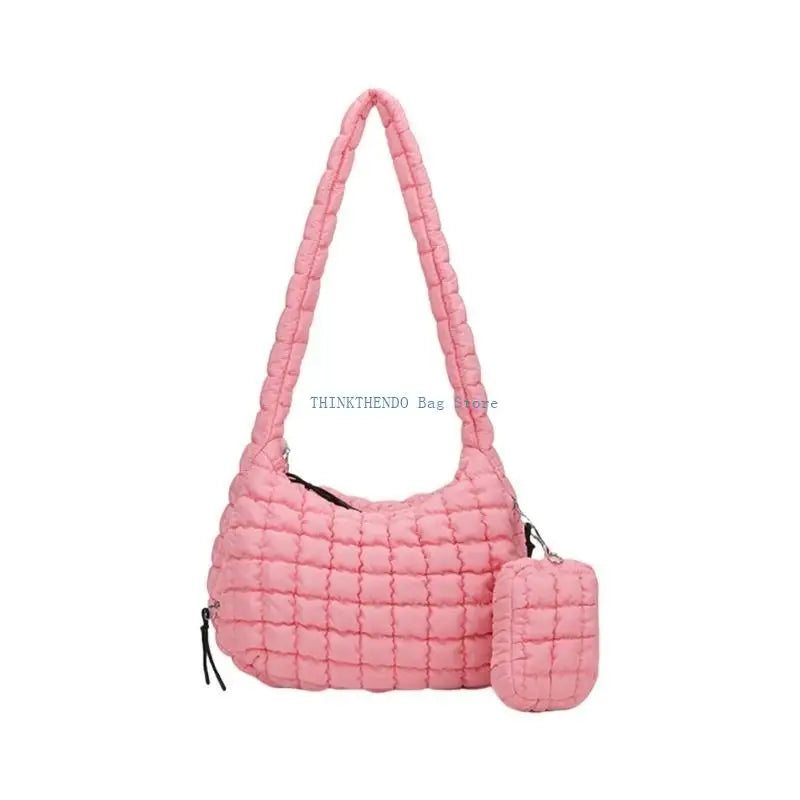 340D Quilted Puffer Bag Set for Women Lightweight Spacious Crossbody Satchel Purse