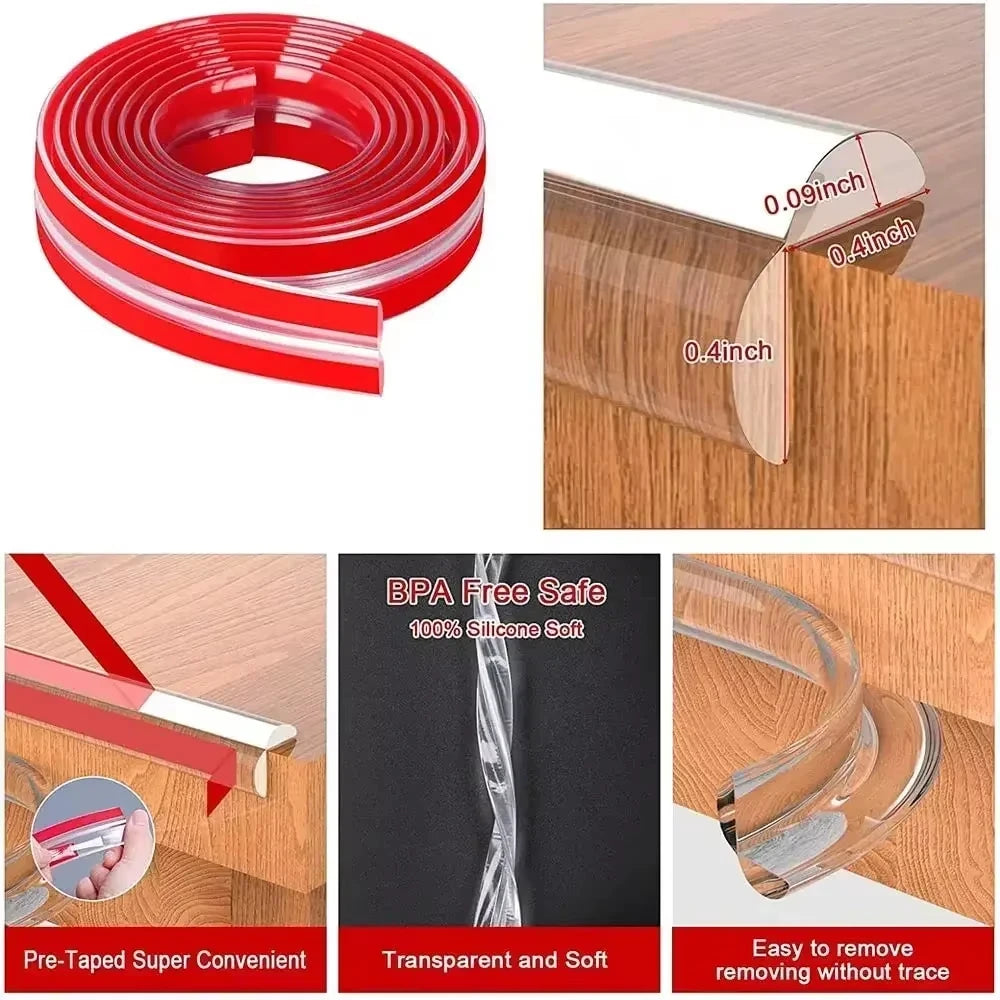 1/2M Table Edge Guard Silicone Baby Protection Strip Tape Self Adhesive Collision Proof Kids Safety Furniture Corner Protectors