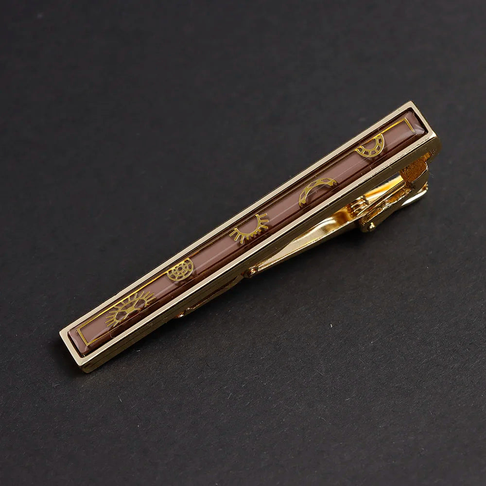 New High Quanlity Classic Golden Sliver 6cm Designer Metal Tie Clips Set Necktie Pin For Men Business Banquet Accessories Gift