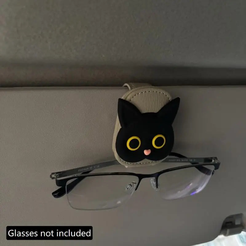 Cute Cat Magnetic Glasses Case for Car Sun Visor Holder Multi Function Auto Accessories for Women Girls