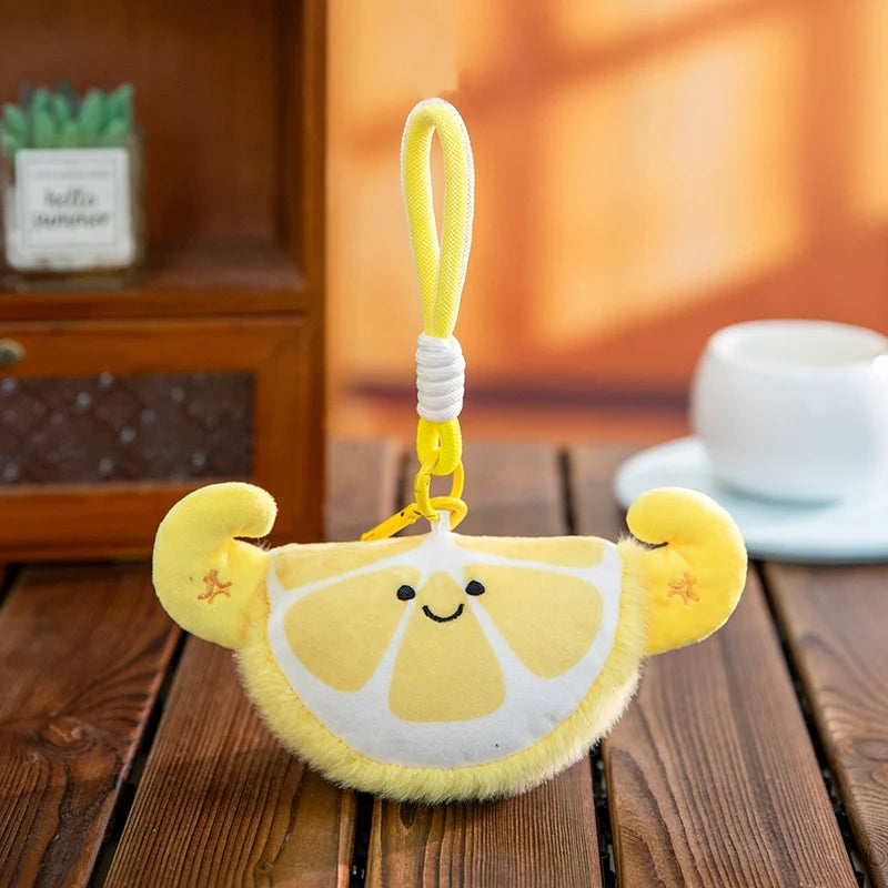 2026 New 12cm Cute Fruit Plush Keychain Avocado Banana Lemon Orange Kiwi Stuffed Doll Bag Pendant Car Hanging Charm Gift