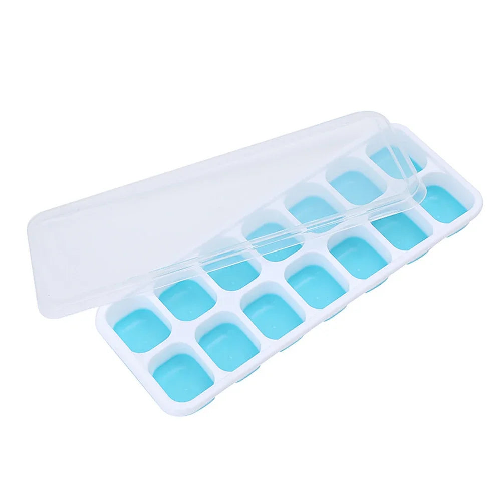 Ice Cube Trays 14 Grids Silicone Ice Cube Molds with Removable Lid Easy-Release For Cocktail Freezer Kitchen Tools
