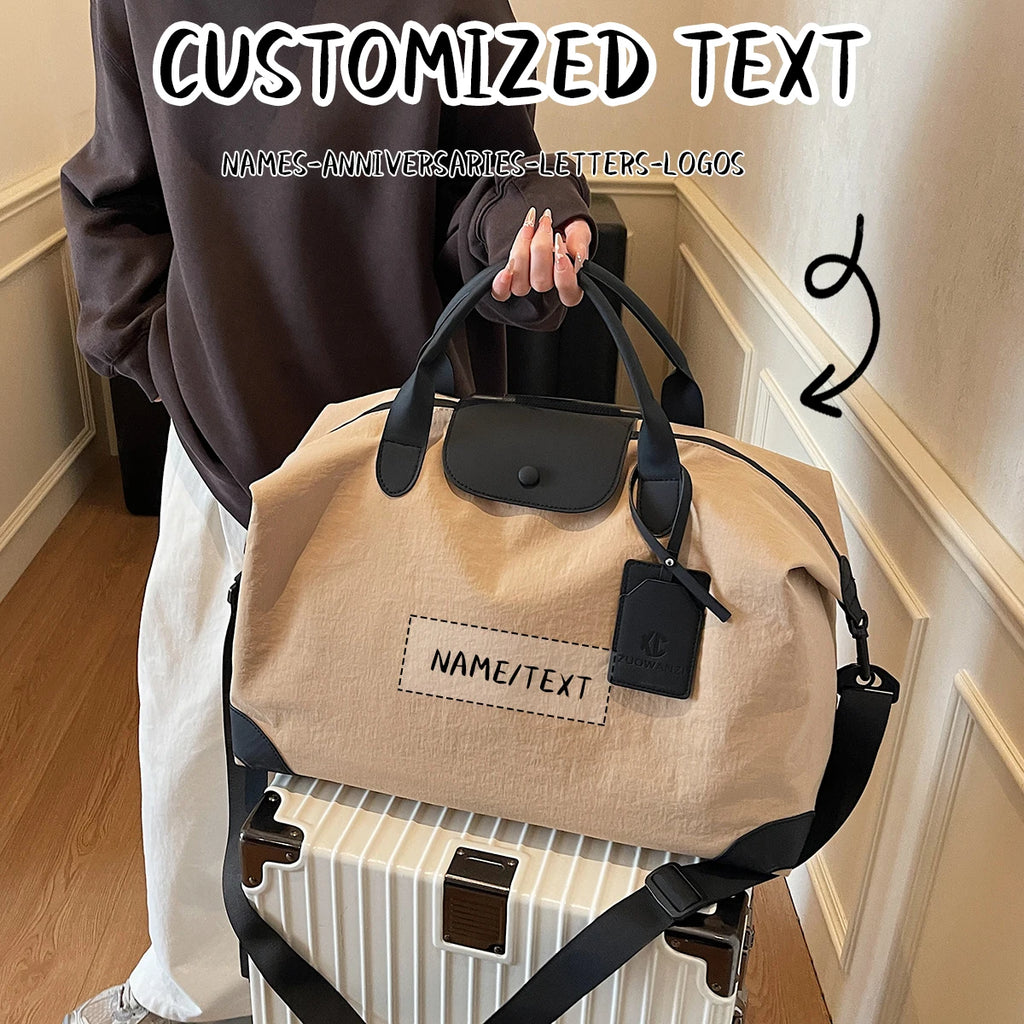 Logo Classy Custom Travel Bag Women's Sports Fitness Bag Travel Crossbody Lightweight Luggage Bag Swimming Tote Bag DIY
