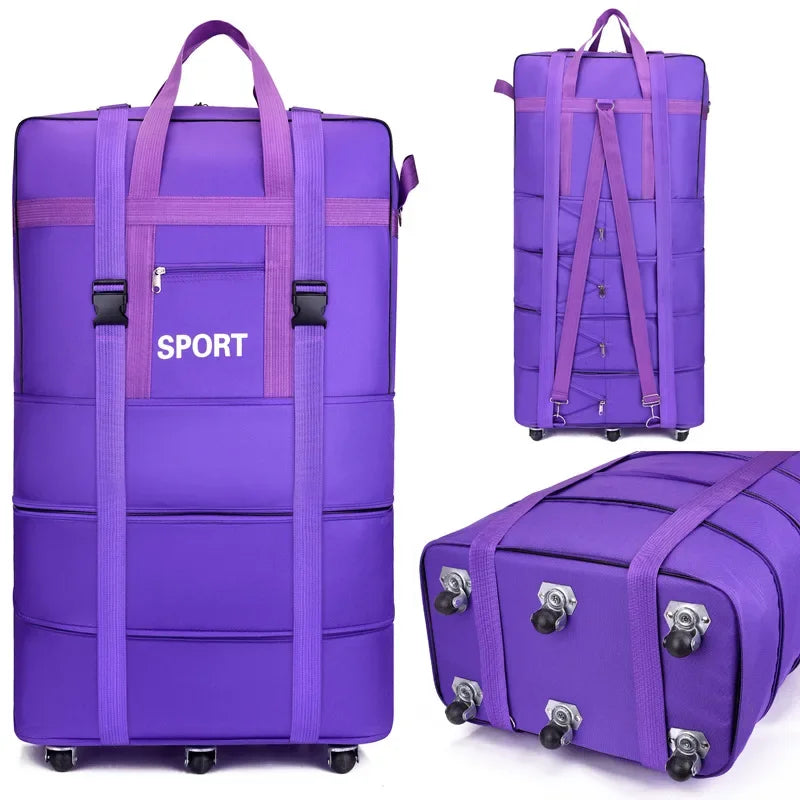Large Capacity Dormitory Cotton Quilt Storage Bag with Wheels Travel Bag Student Luggage Bag Oxford Cloth Waterproof Dustproof