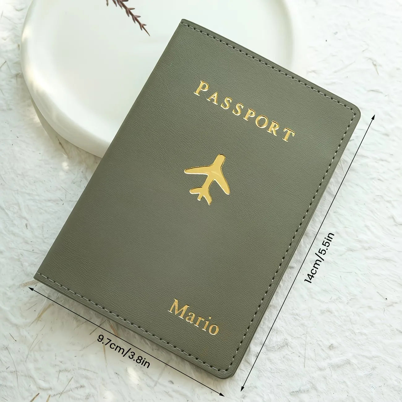 Custom Personalized Hot Stamping Passport Holder with a Custom Golden Monogram Name, Made of Faux Leather