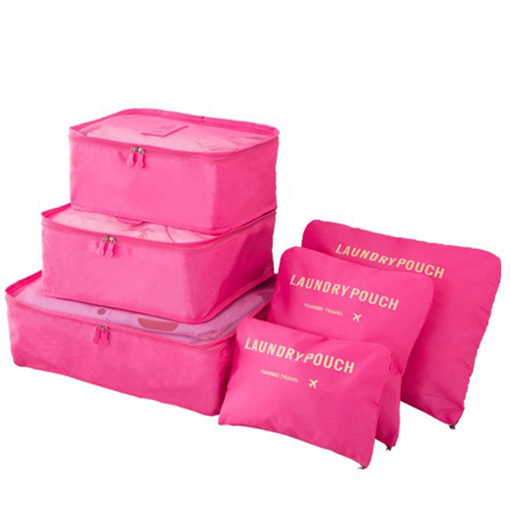6pcs/Set Travel Luggage Packing Cubes Suitcase Clothes Storage Bag Organiser Foldable Clothing Organizer Shoes Underwear Pouch