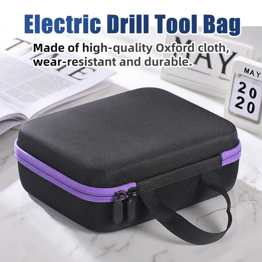 1pc Multi Functional Portable Tool Kit Oxford Cloth Large Capacity Electric Drill Carrying Case Electrical Hardware Storage Box