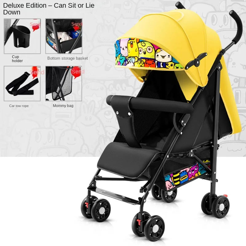 Baby Buggy Can Sit or Lie Down Lightweight Folding Locket Umbrella Car Baby 0 to 3 Years Old Child Stroller