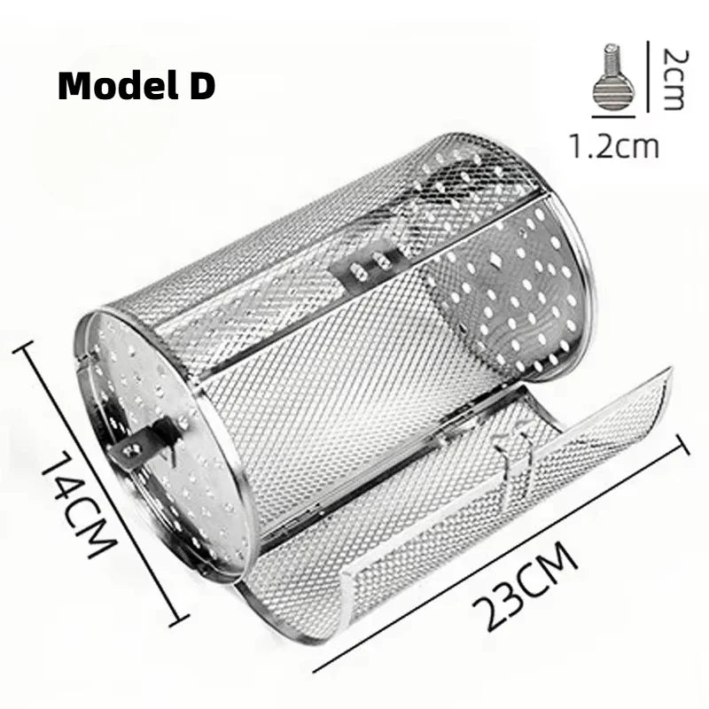 Food Stainless Steel Rotary Baking Cage Rotisserie Basket Oven Round Rack Basket Non-Stick Washable Grill Roaster Kitchen Tools