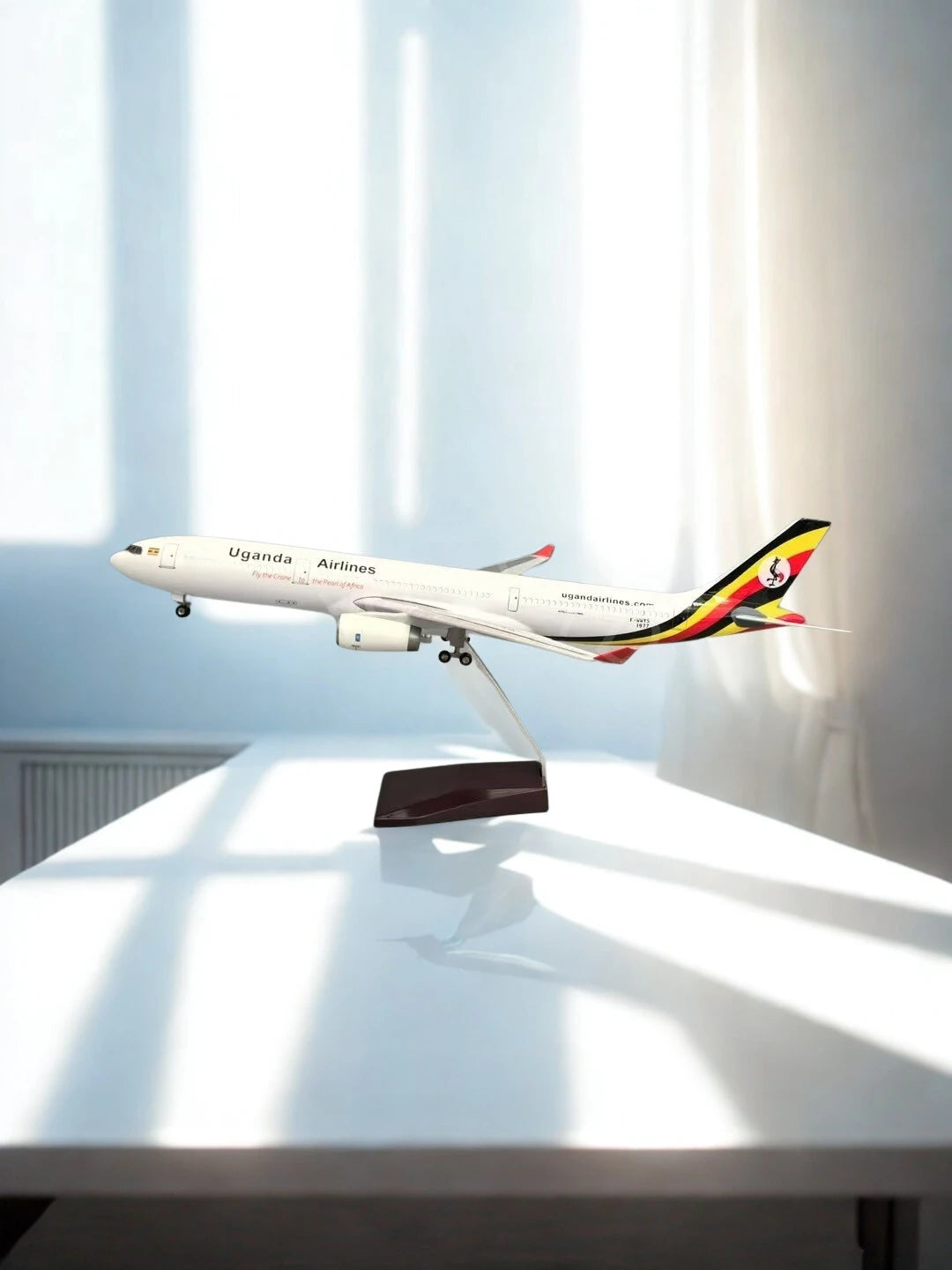 47cm Scale Aircraft A330 Ugandan Airlines Miniature Airplane Diecast Resin With Landing Gear Boys Toys Flight Machine Model Gift