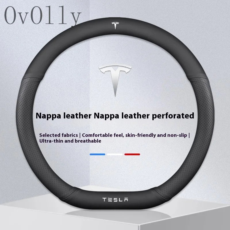 Suede Anti-slip Leather Car Steering Wheel Cover Auto Accessories for Tesla Model 3 Highland Y Juniper S Model X Roadster