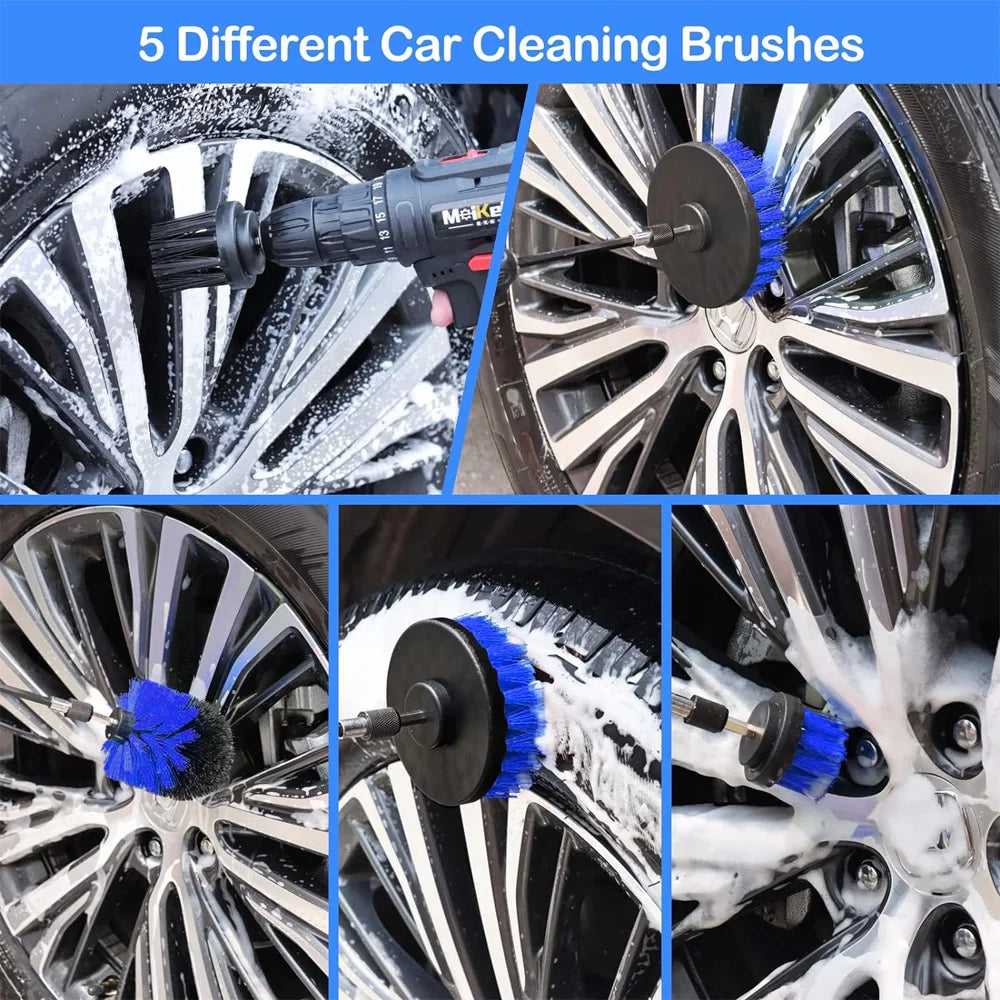 Detailing Brush Set Drill Brushes For Car Tire Rim Cleaning Detail Brush Set For Auto Interior Exterior Cleaning Car Dry Wash