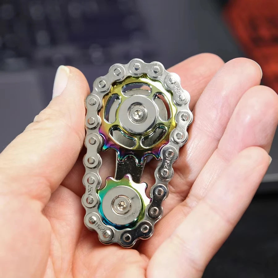 Metal Bike Chain Fidget Spinner Toys Sprockets Flywheel Fingertip Gyro Fidget Spinner Antistress Anxiety Toys for Kid Adult Gift