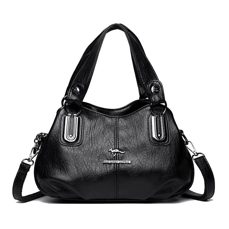 Middle aged women's bag 2026 new large capacity genuine leather shoulder bag, soft leather casual mother bag, cowhide crossbody