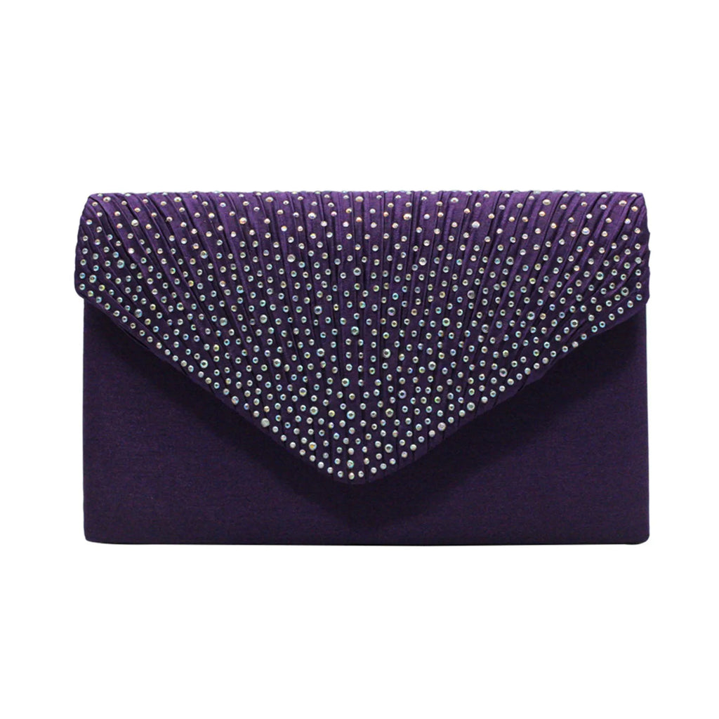 Women'S Fashion Elegant Clutches Trend Satin Rhinestone Shoulder Bag With Thin Chain Party Banquet Dress Matching Evening Bags