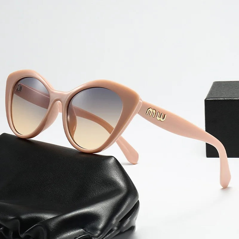 2025 Sexy Women MIU Style New High Quality Oval Metal Frame Sunglasses Luxury Brand Design Outdoor Leisure Fashion Sunglasses