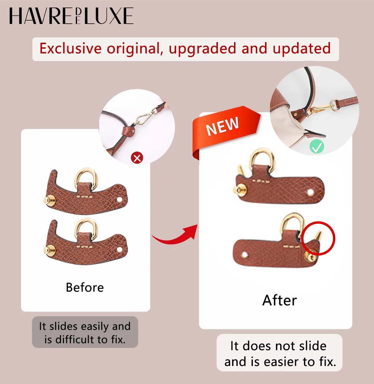 Leather Replacement Crossbody Bag Strap For Longchamp Mini Bag Shoulder Strap Without Punching Modification Bag Accessories