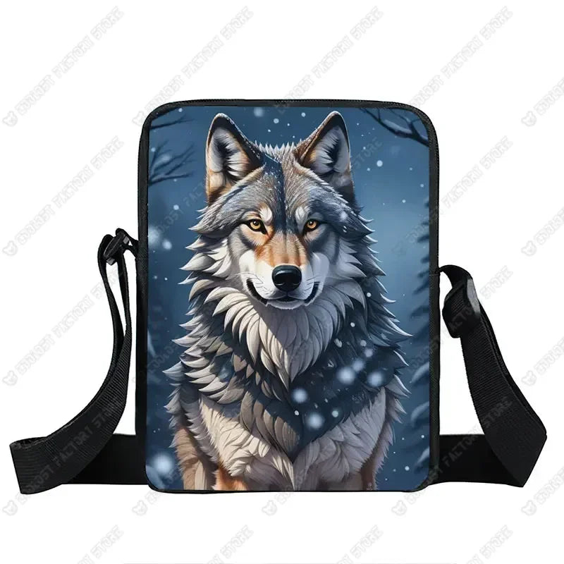 Howling Wolf Pattern Crossbody Bags Wolf Under The Moonlight Women Handbag Shoulder Bags Messenger Bag Key Phone Holder Book Bag