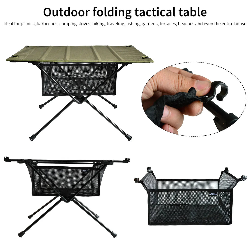 Camping Table Hanging Net Basket Folding Table Storage Rack Portable Mesh Bag Hook Holder for Outdoors Picnic Cookware Organizer