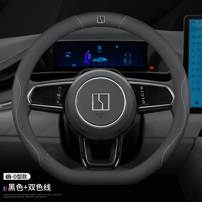 For ZEEKR X 001 007 009 MIX 9X Microfiber 37-38cm Leather Anti-slip Breathable Car Steering Wheel Cover Auto Accessories