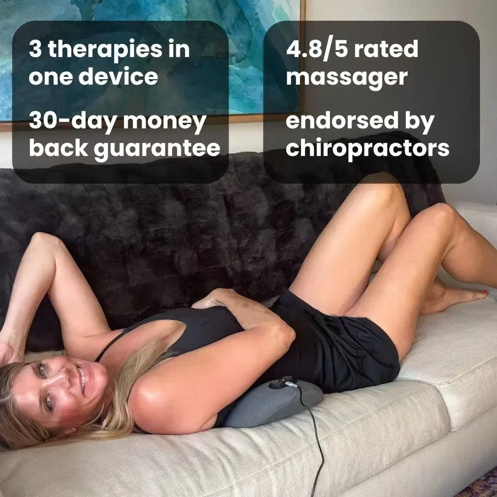 Emeka 3-in-1 Back Massager with Relief Bed Sleeping Shiatsu Deep Tissue Portable Shoulder Lower Back Pain Relief Waist Massager