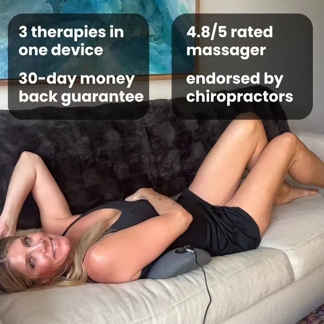 Emeka 3-in-1 Back Massager with Relief Bed Sleeping Shiatsu Deep Tissue Portable Shoulder Lower Back Pain Relief Waist Massager