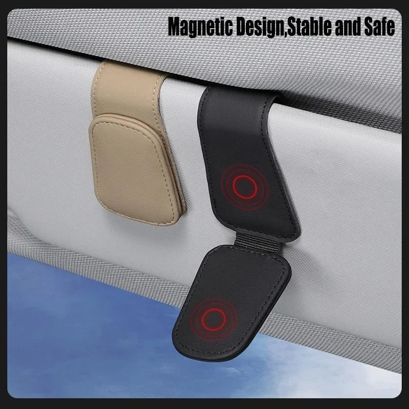 Car Glasses Holder Universal Sun Visor Clip Sunglasses Holder Microsoft  Leather Eyeglasses Hanger Ticket Clip glasses Mount
