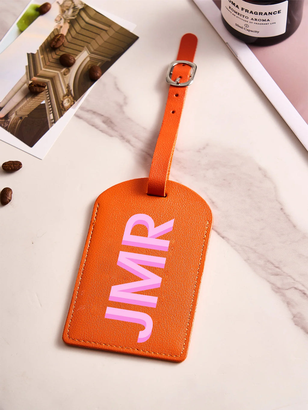 Personalized Initial Luggage Tag Custom Letter PU Leather Travel Bag Tag UV Printed Suitcase ID Label Travel Gift for Women Men