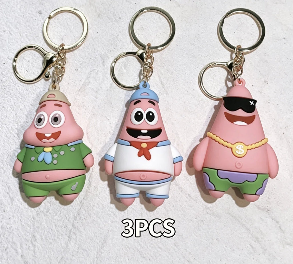 Kawaii Anime Spongebob Squarepants Patrick Star PVC Keychain Backpack Decoration Birthday Gift For Children
