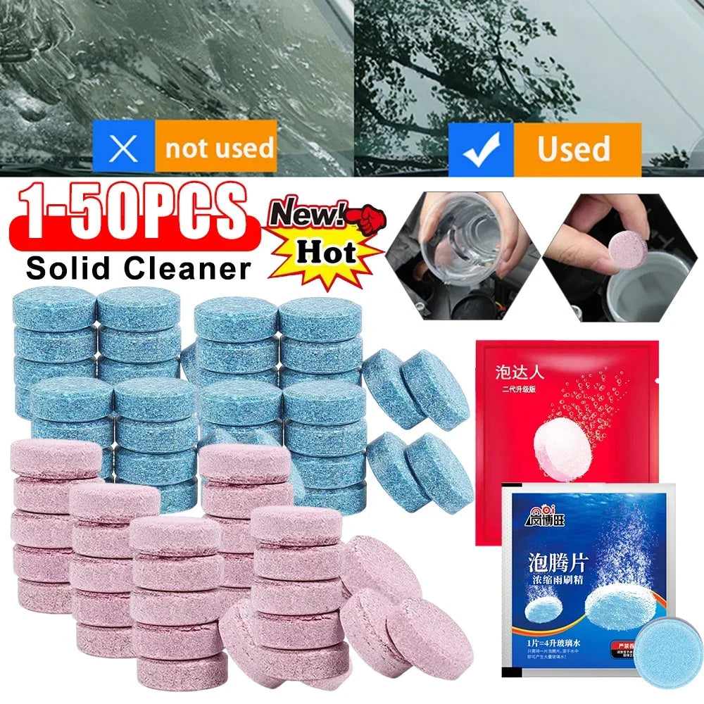 Car Windshield Washer Fluid Concentrated Tablets Solid Effervescent Wiper Tablet for Car Room Kitchen Window Glass Cleaning