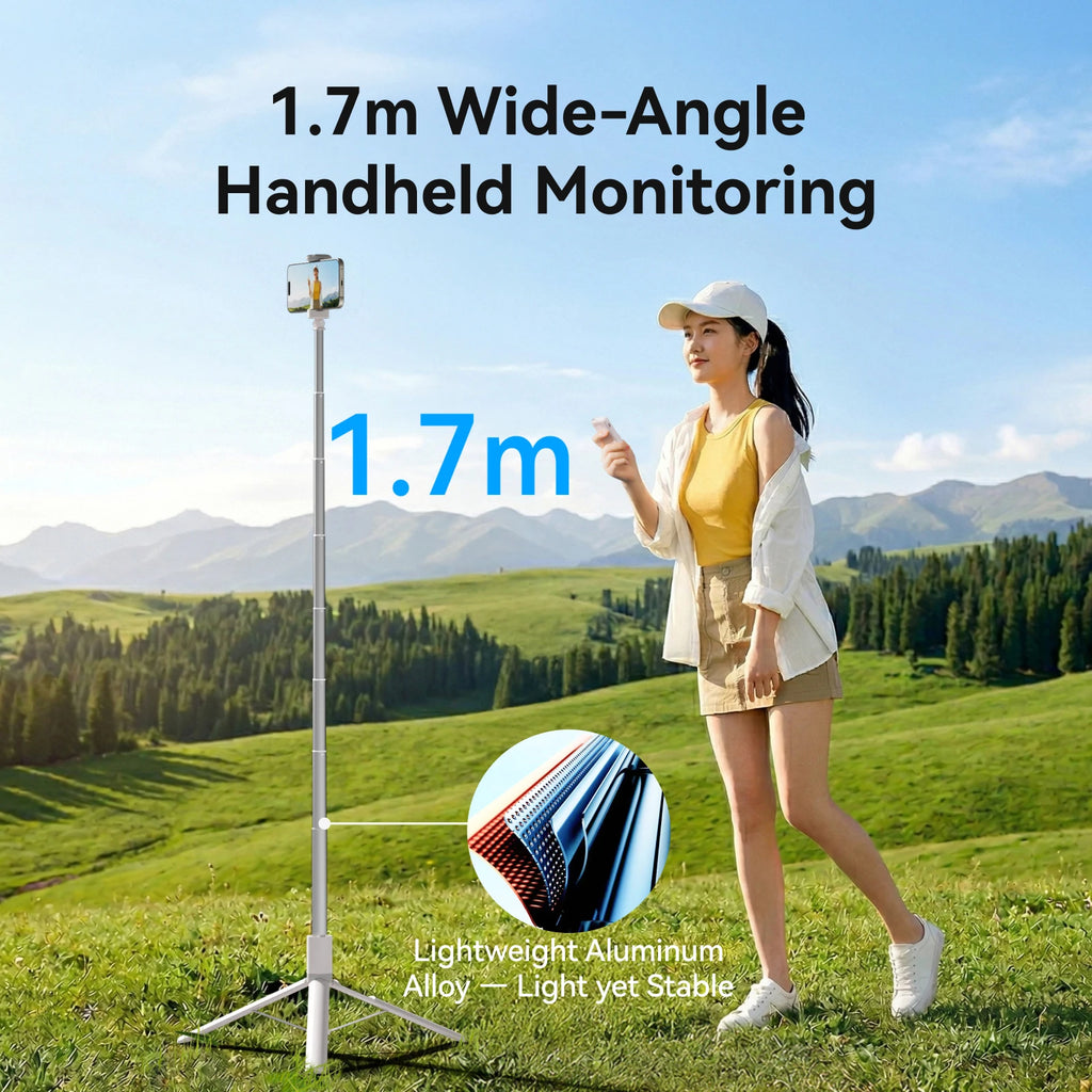 TELESIN 1.7M Screen Monitor Remote Control Wireless Bluetooth Selfie Stick Tripod For Smart Phone Iphone SAMSUNG XIAOMI HUAWEI