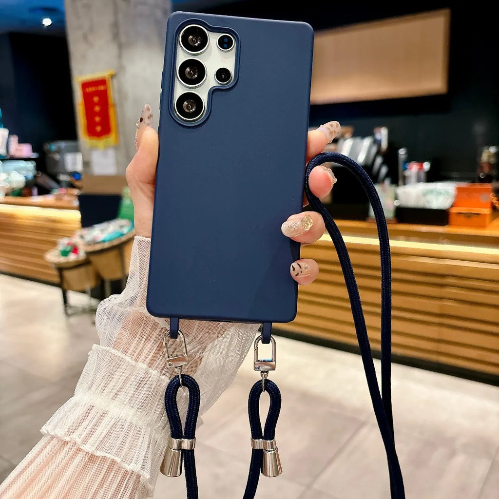 Crossbody Phone Case for Samsung Galaxy S26 Ultra S25FE S24 S23 S22 S21 Plus A56 A16 A36 A26 A17 A07 A57 A37 Silicone Soft Cover