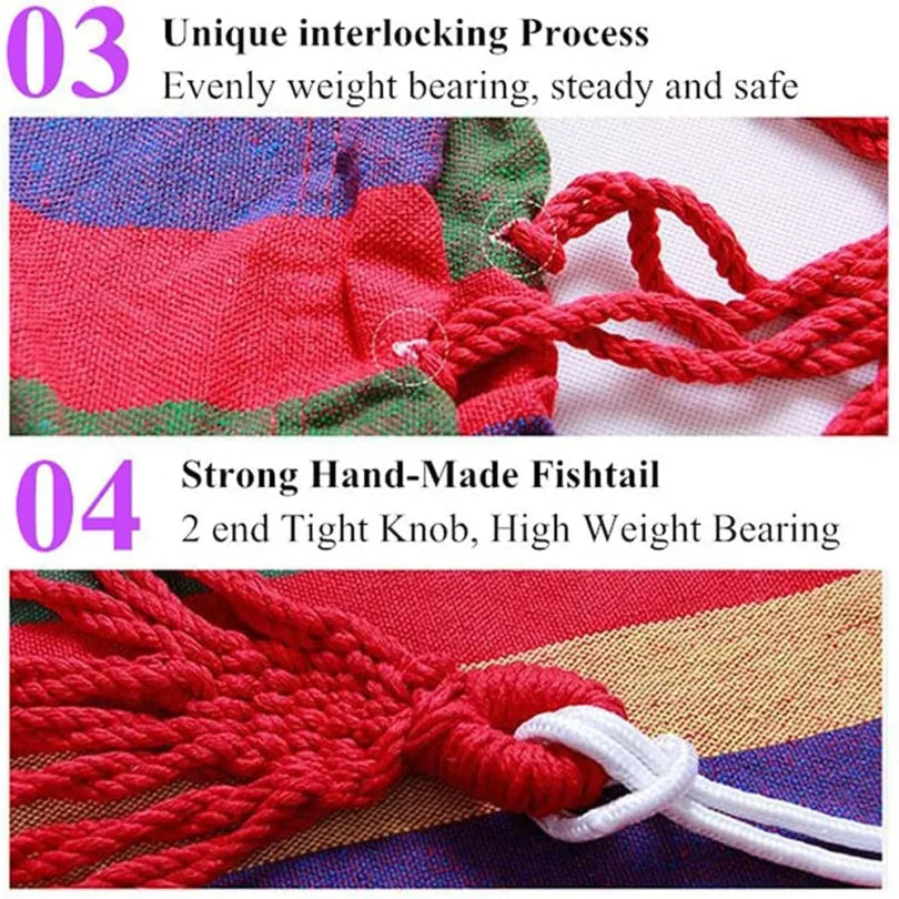 Double Hammock 2 Person Canvas Cotton Hammock with Tree Straps for Patio Garden Backyard Outdoor and Indoor Wholesale