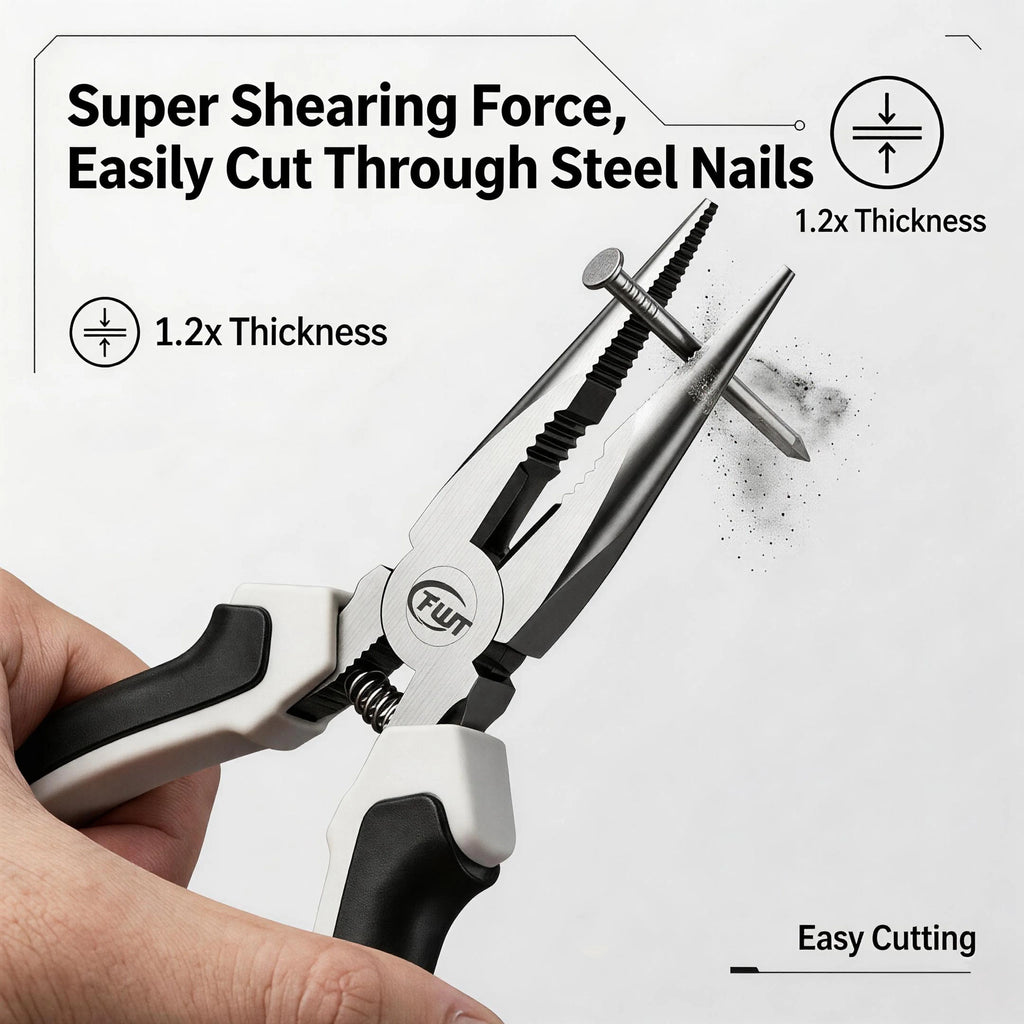 6 Inch Ergonomic Long Nose Pliers Rustproof CR-V Steel Multi-Tool With Sharp Cutting Edge For Nut Gripping Repair Operations
