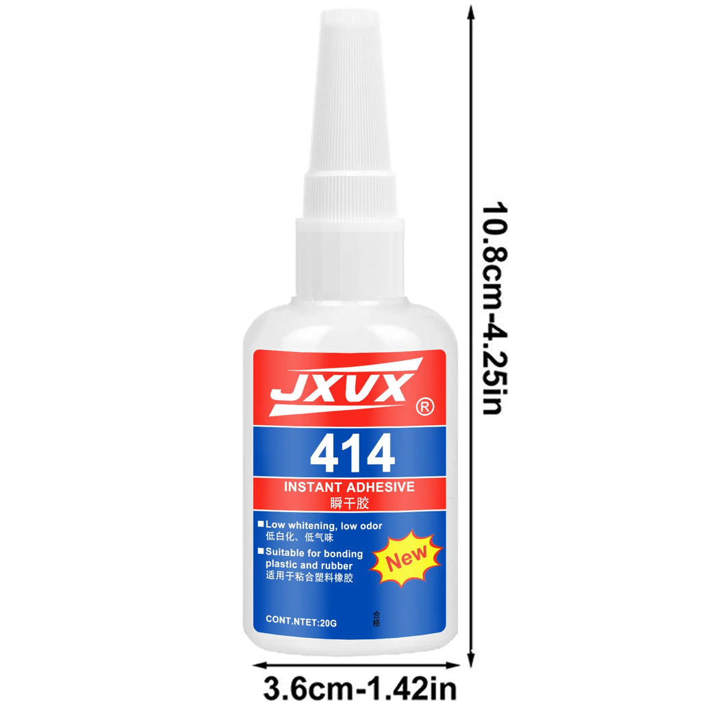 414 Super Glue Cyanoacrylate Instant Adhesive Quick-drying Strong Bond for Plastic Rubber Metal Wood Glass Liquid Glue Tool 20g.