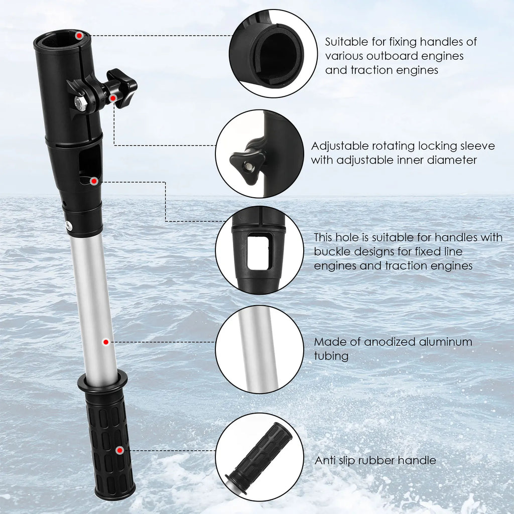 Outboard Motor Tiller Extension Handle Marine Boat Steering Rod Adjustable Aluminium Locking Grip for Electric Thruster