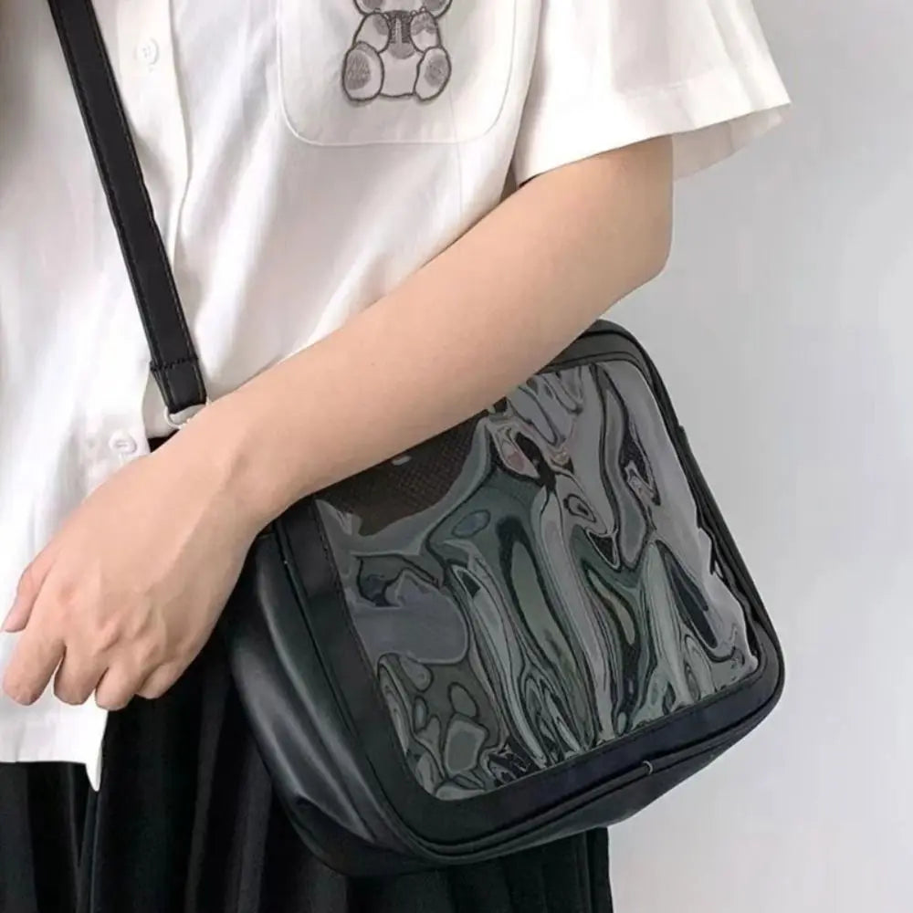Multifunction Zipper Bag Solid Color Itabag PU Cotton Bag Transparent Bags Wallet Storage Bag Shoulder Bag Travel