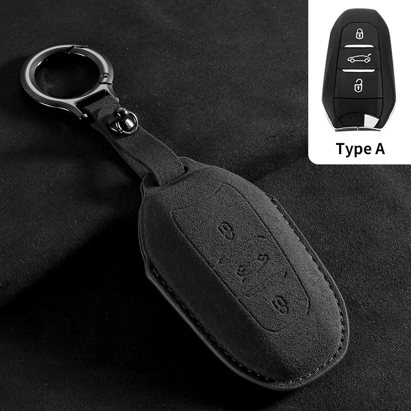 Leather Car Key Case Cover For Peugeot 308 408 508 Citroen C4L C6 C3-XR Picasso DS3 DS4 DS5 Shell Keychain For Peugeot