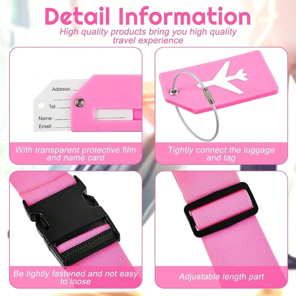 Luggage Strap Set with Luggage Tag Multiple Colors of Luggage Straps Suitable for Various Types of Luggage Suitable for Travel