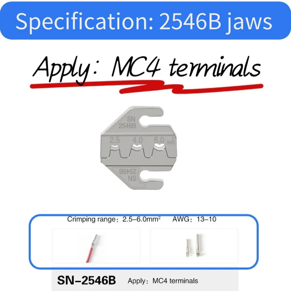 4mm Jaws for 58B/2546B/03H/2549/02C/06/06WF/7.5 Inch SN Crimping Pliers Full Range Jaw Standard Jaw Accessories
