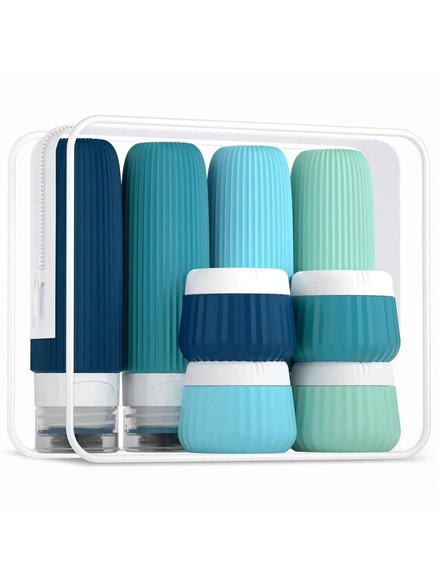 Travel Toiletry Bottles 【8Pcs】Set, 3 Ounces (about 85 Grams), Travel Toiletry Containers, Leak-Proof Squeezable Silicone Travel Essential Cream Jars. 【Travel】Seasonal and 【Ship and Plane】Travel Essentials