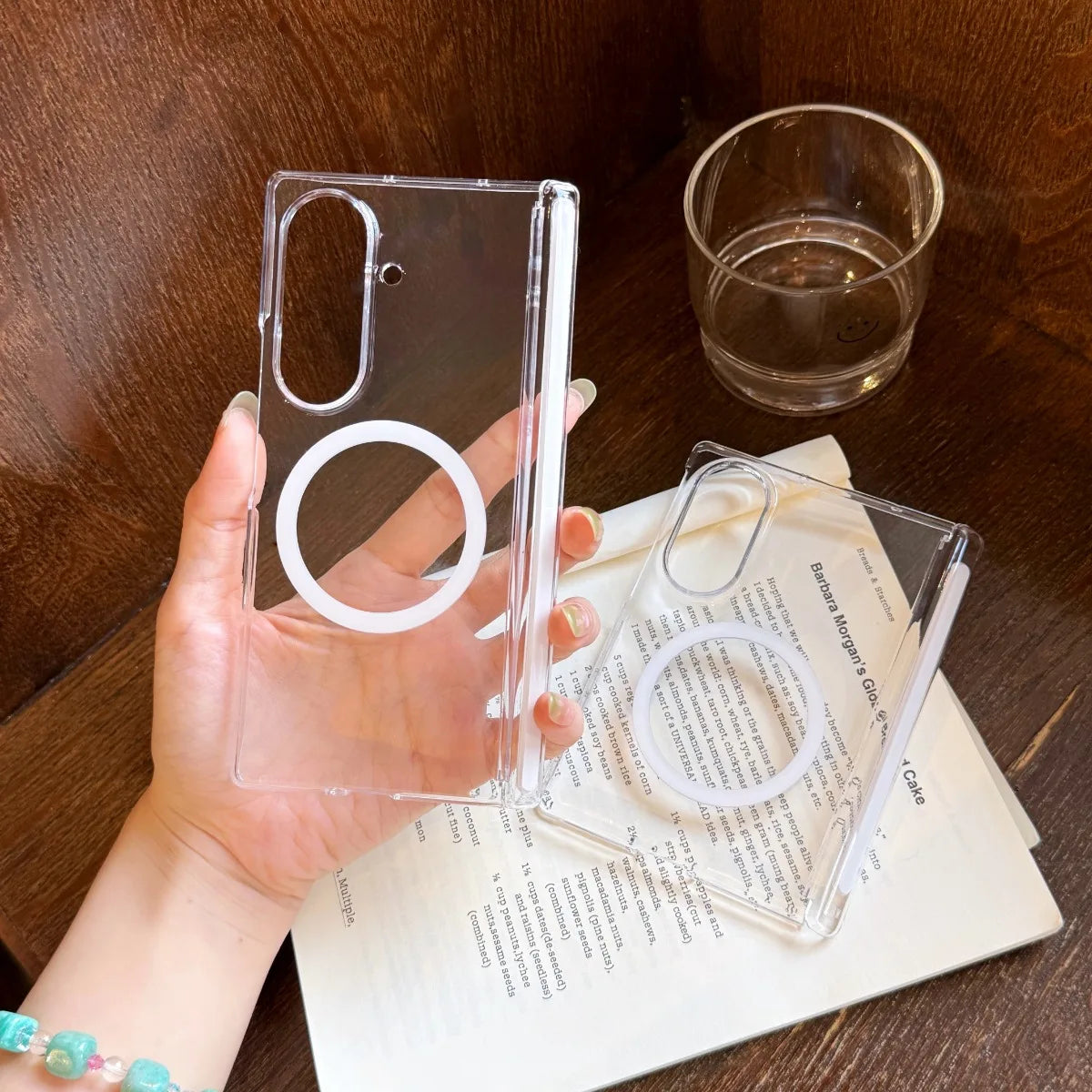For Samsung Galaxy Z Fold8 Ultra Z Fold 8 7 6 5 4 5G for Magsafe Case Luxury Transparent Hinge Magnetic Wireless Charging Cover