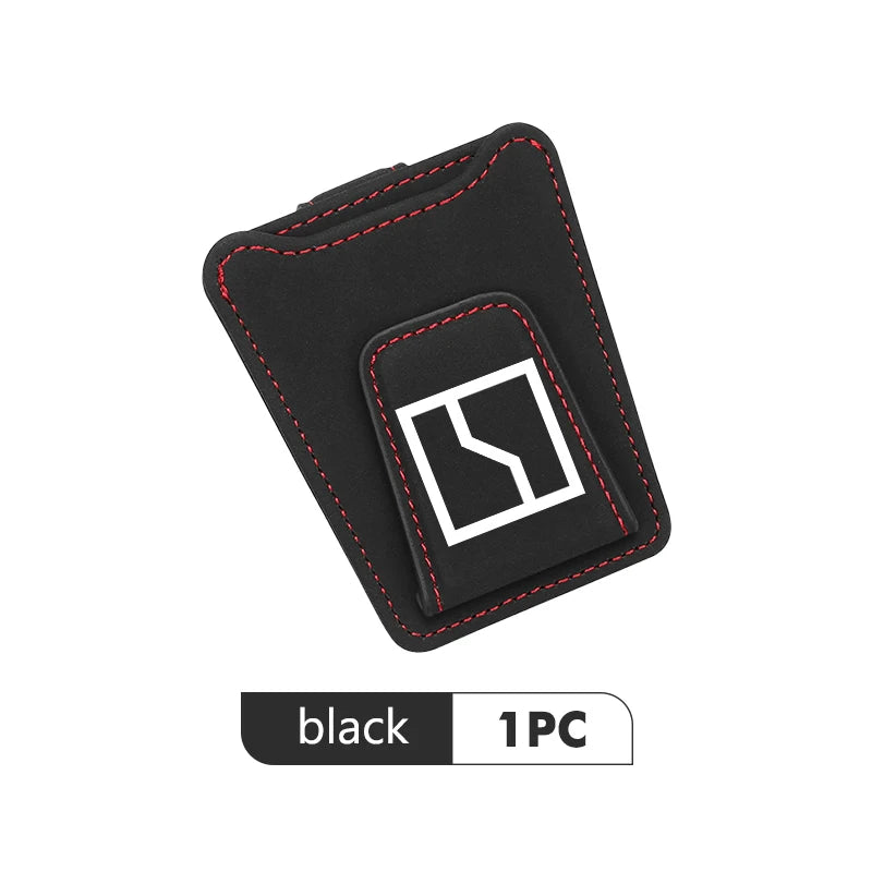 Suede Car Logo Sun Visor Glasses Clip Ticket Card Storage Clamp For Zeekr 001 EV 2021-2023 009 X 2021 2022 2023 Krypton