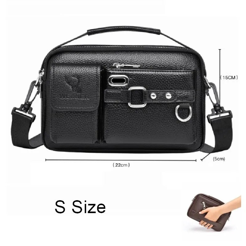 Men's Large Capacity Business Briefcase Quality PU Leather Shoulder Messenger Bag for Gentlemen Leisure Travel Attach Valise