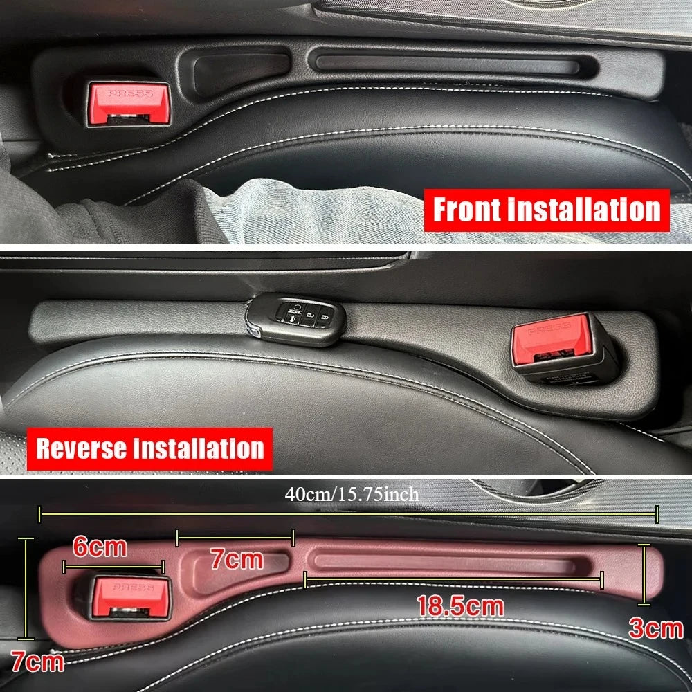 2pcs Car Seat Gap Filler Organizer Universal Fit Sedan SUV Truck Soft Elastic Multi-Pocket Anti-Loss Leakproof Interior Storage
