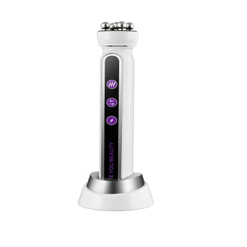 New Facial Roller Massager EMS LED Phototherapy Rotary Massage Heating Introduction For Fine Pores Reduction Fine Lines