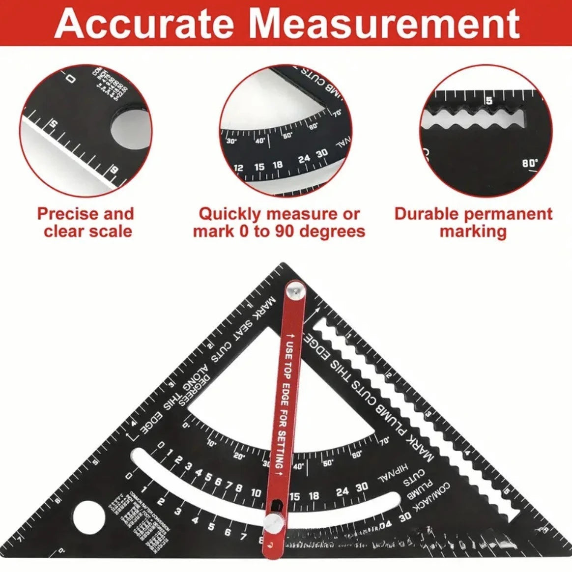 7Inch Carpentry Triangle Ruler Adjustable Multi Function Carpenter Layout Square Woodworking Tools Square Measuring Ruler