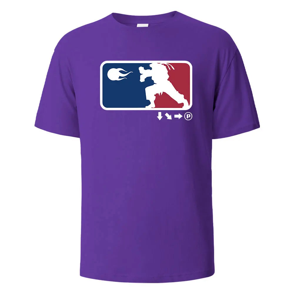 Game Player Printing T-shirt For Men Wowen 100% Cotton Summer Breathable Tops O-neck Oversize Tees Short-Steeved Men's Clothing